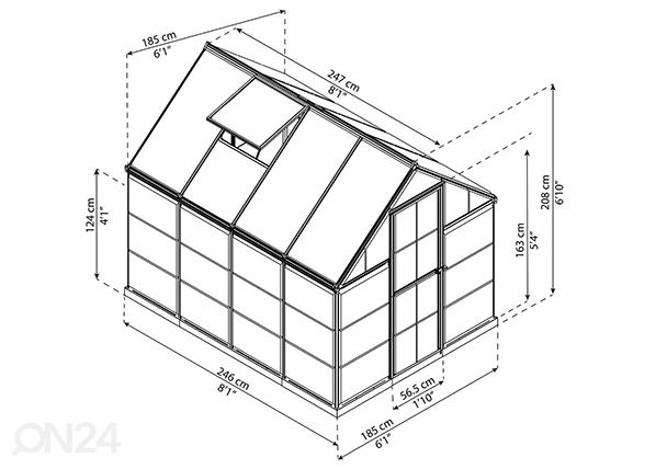 Kasvihuone Palram Hybrid 4,6 m² mitat