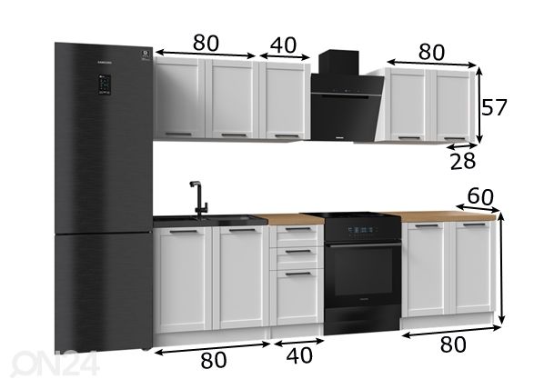 Keittiökalusteet 200 cm mitat