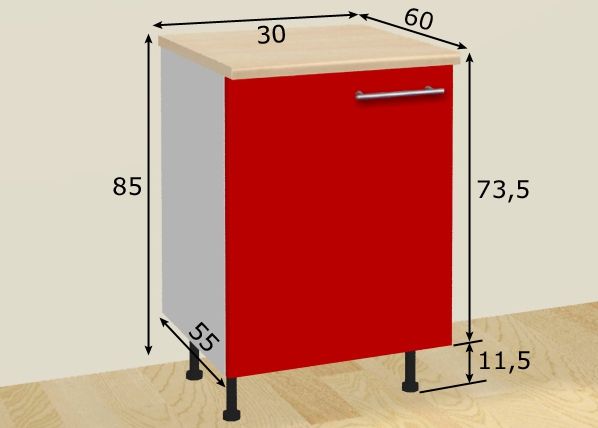 Keittiön alakaappi 30 cm mitat