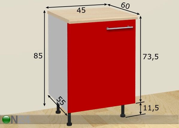 Keittiön alakaappi 45 cm mitat