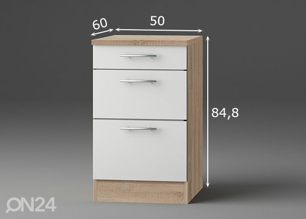 Keittiön alakaappi Dakar 50 cm mitat