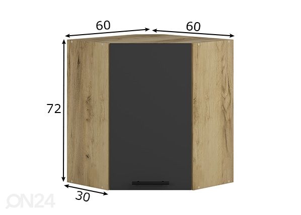 Keittiön kulmakaappi 60x60 cm mitat