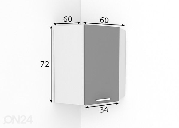 Keittiön kulmakaappi Nantes 60x60 cm mitat
