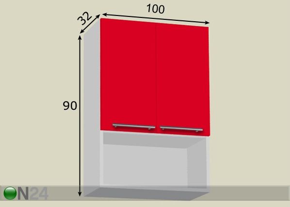 Keittiön yläkaappi 100 cm mitat