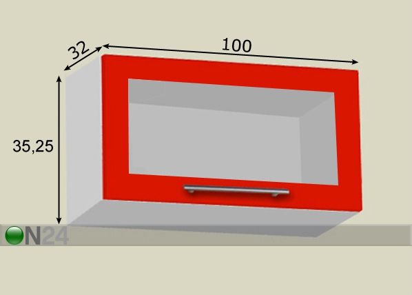 Keittiön yläkaappi 100 cm Aventos HKS toiminnolla h35 cm mitat