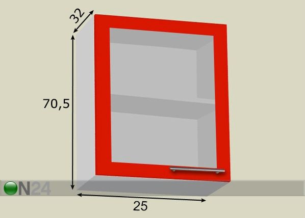 Keittiön yläkaappi 25 cm mitat