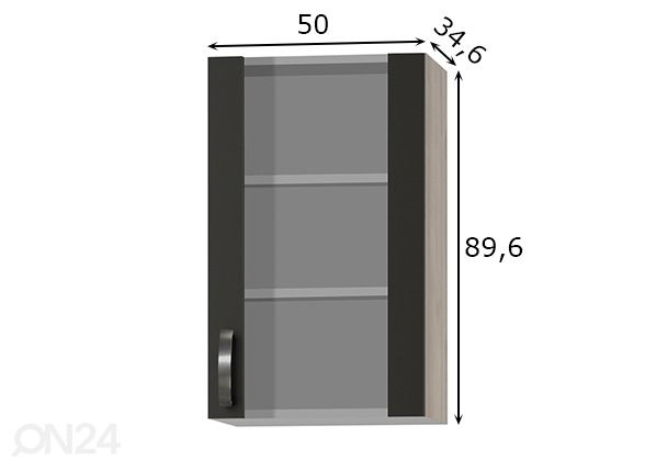 Keittiön yläkaappi Faro 50 cm mitat