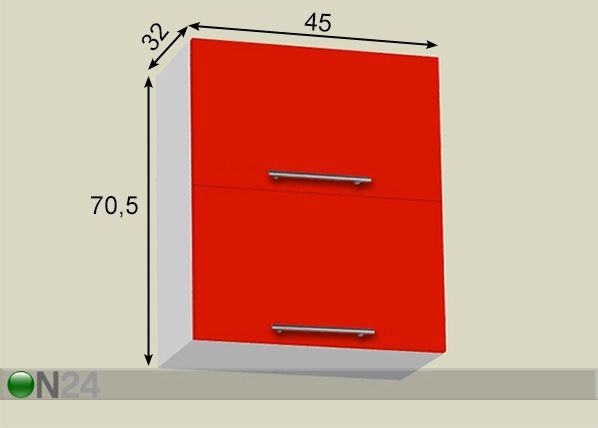 Keittiön yläkaappi h70,5 cm 45 cm mitat