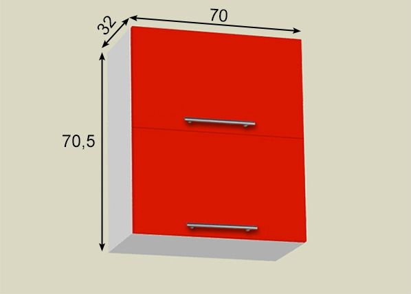 Keittiön yläkaappi h70,5 cm 70 cm mitat