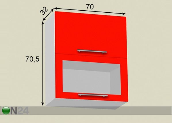 Keittiön yläkaappi h70,5 cm 70 cm mitat