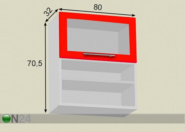 Keittiön yläkaappi h70,5 cm 80 cm mitat