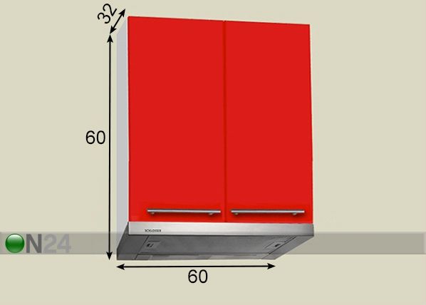 Keittiön yläkaappi liesituulettimelle 60 cm mitat