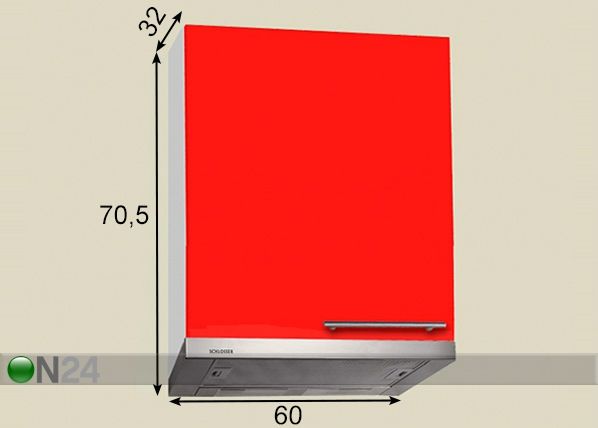 Keittiön yläkaappi liesituulettimelle 60 cm mitat