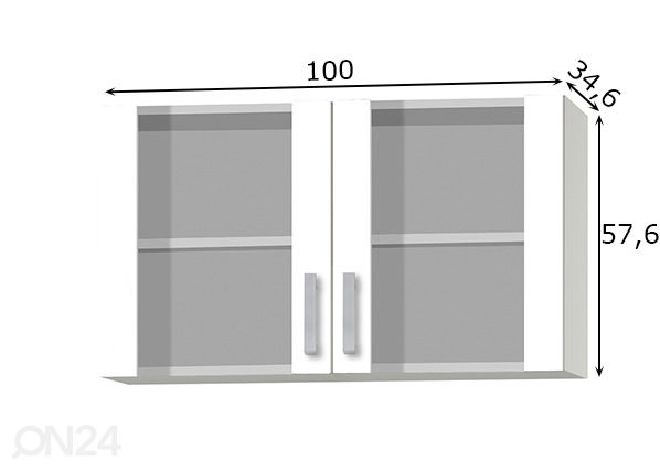 Keittiön yläkaappi Oslo 100 cm mitat