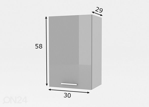 Keittiön yläkaappi Reggio 30 cm mitat