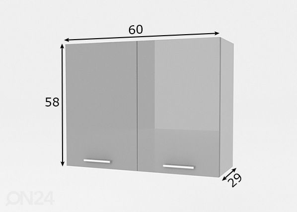 Keittiön yläkaappi Reggio 60 cm mitat