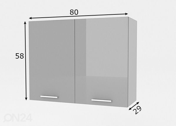 Keittiön yläkaappi Reggio 80 cm mitat