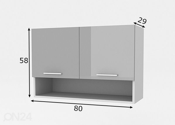 Keittiön yläkaappi Reggio 80 cm mitat