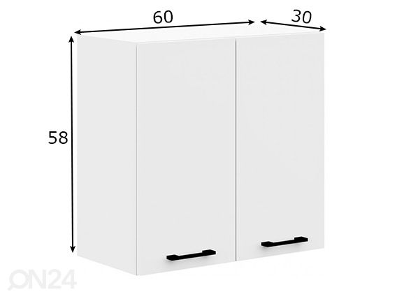 Keittiön yläkaappi Visby 60 cm mitat