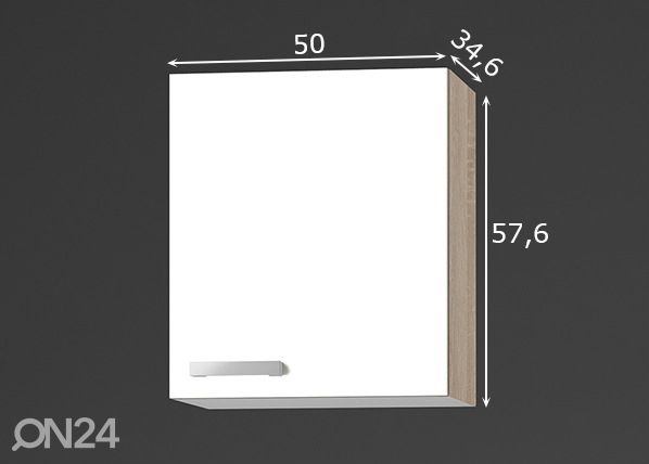 Keittiön yläkaappi Zamora 50 cm mitat