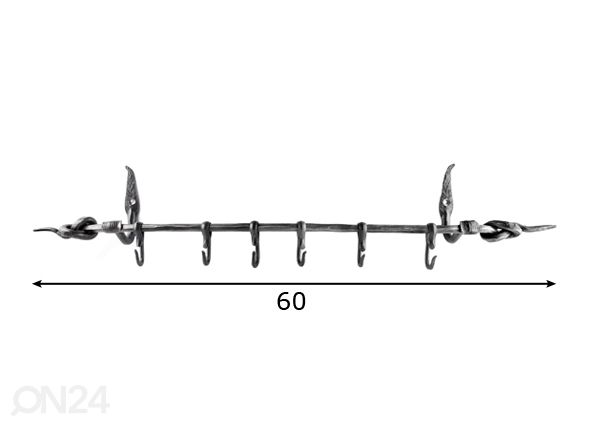 Keittiötanko, solmu 60 cm mitat