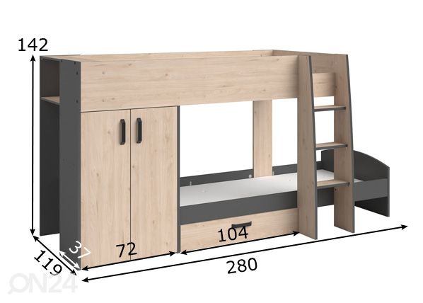 Kerrossänky Stim 90x200 cm mitat