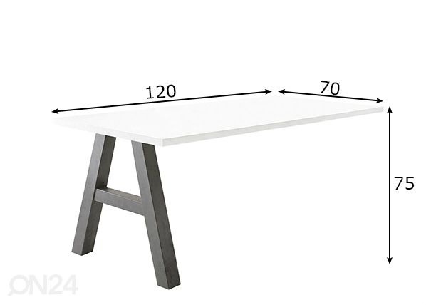 Kiinnitettävä työpöytä Mister Office A 120 cm mitat