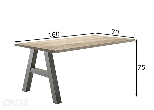 Kiinnitettävä työpöytä Mister Office A 160 cm mitat