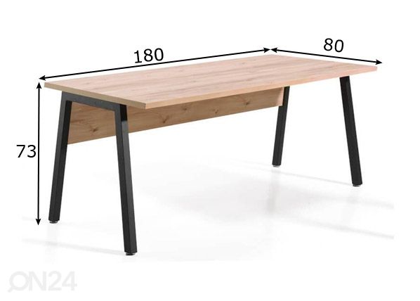 Kirjoituspöytä Pronto, musta/mänty, 180 cm mitat