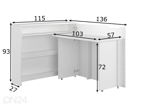 Kokoontaitettava työpöytä oikea mitat