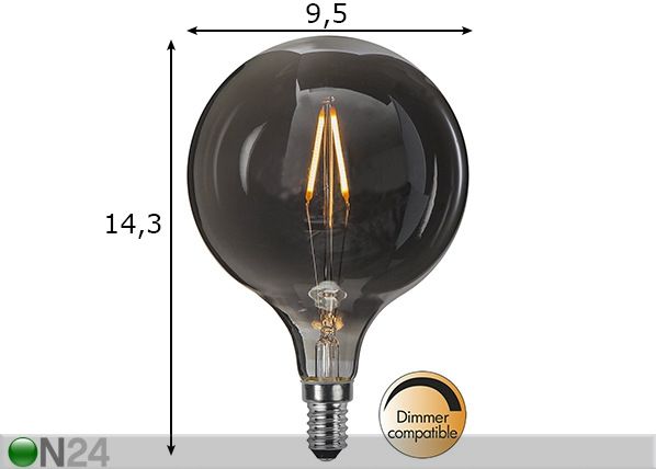 Koristeellinen LED-lamppu E14 (1,4W) mitat