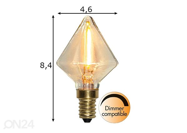 Koristeellinen LED-lamppu E14, 0,8W mitat