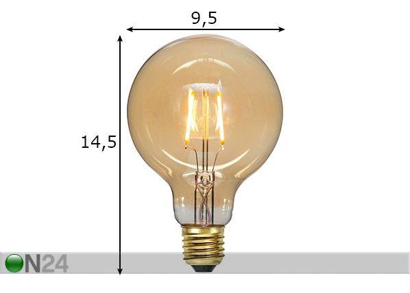 Koristeellinen LED-lamppu E27, 0,75W mitat