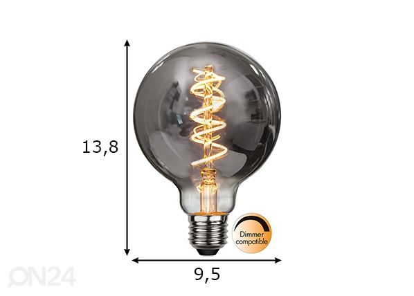 Koristeellinen LED-lamppu E27 2W mitat