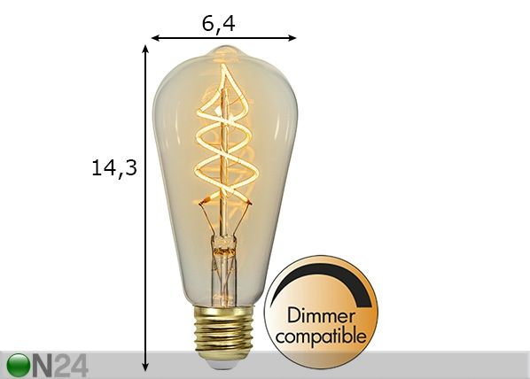 Koristeellinen LED-lamppu E27, 3W mitat