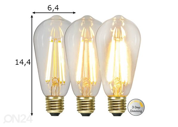 Koristeellinen LED-lamppu E27 6,5W mitat