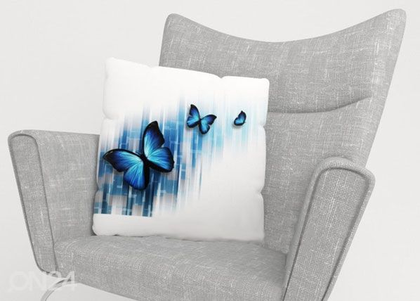 Koristetyynyliina BLUE BUTTERFLIES 40x40 cm