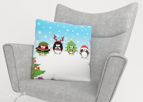 Koristetyynyliina CHRISTMAS PINGUINS 40x40 cm