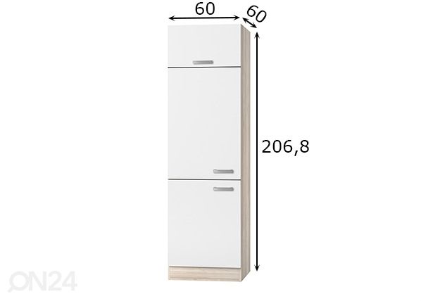 Korkea keittiön kaappi Genf 60 cm mitat