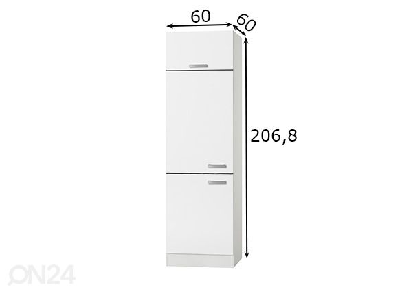 Korkea keittiön kaappi Oslo 60 cm mitat