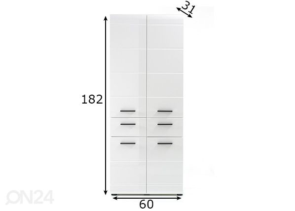 Korkea kylpyhuoneen kaappi Skin mitat