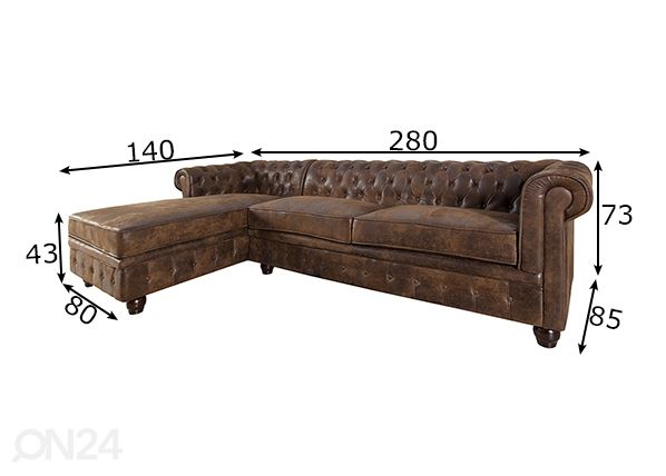 Kulmasohva Chesterfield mitat