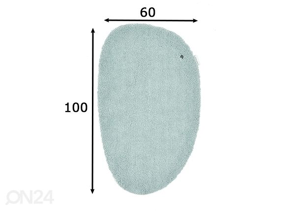 Kylpyhuoneen matto om Tailor Cozy Bath Uni Pebble 60x100 cm, mintunvihreä mitat