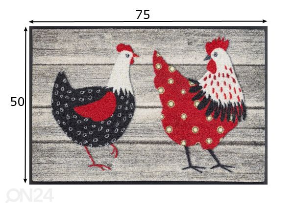 Kynnysmatto Chicken Farm 50x75 cm mitat