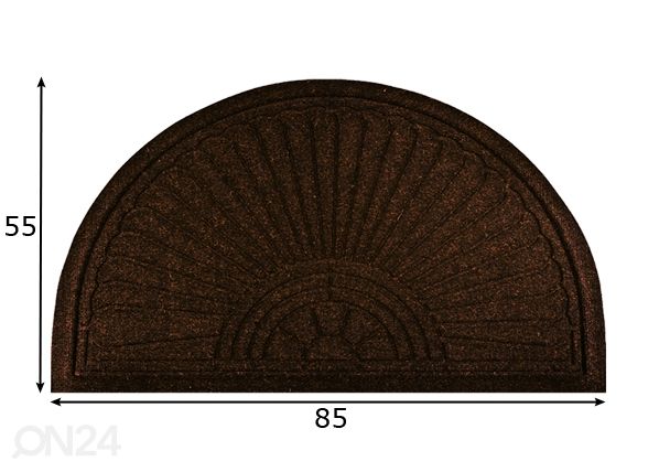 Kynnysmatto Dune Halfmoon dark brown 85x55 cm mitat