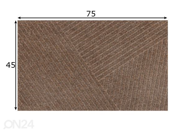 Kynnysmatto Dune Stripes taupe 45x75 cm mitat
