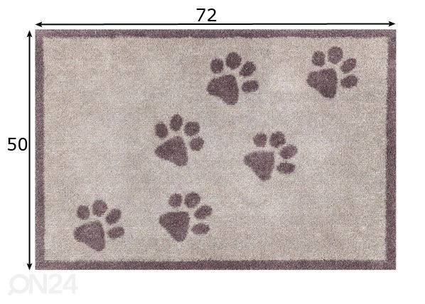 Kynnysmatto Paws 50x72 cm mitat