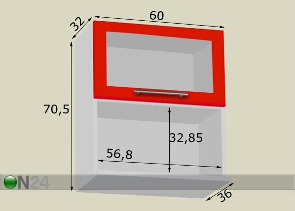 Lasiovinen seinäkaappi mikroaaltouunille mitat