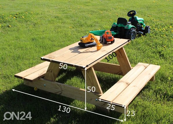 Lasten puutarhapöytä ja penkit mitat