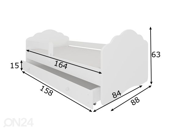 Lasten sänky Carry I 80x160 cm mitat